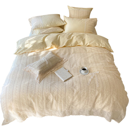Too Fairy Soft Sister Paper Lace Cream Yellow Four-Piece Cotton Bed Linen 60 Long-Staple Cotton Bedding Cotton - Wnkrs