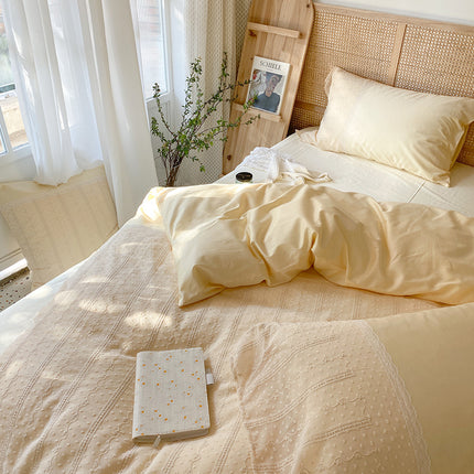 Too Fairy Soft Sister Paper Lace Cream Yellow Four-Piece Cotton Bed Linen 60 Long-Staple Cotton Bedding Cotton - Wnkrs