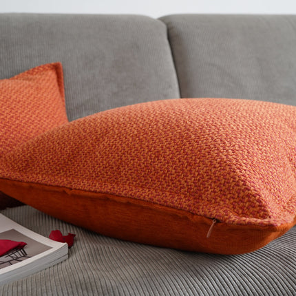 Japanese-style Double-sided Orange-red Cotton And Linen Pillowcase Nordic Pillow Sofa Pillow Model Room - Wnkrs