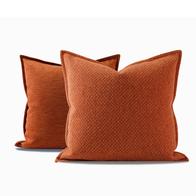 Japanese-style Double-sided Orange-red Cotton And Linen Pillowcase Nordic Pillow Sofa Pillow Model Room - Wnkrs