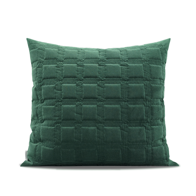 Dark Green Geometric Quilted Three-dimensional New Chinese Pillow - Wnkrs