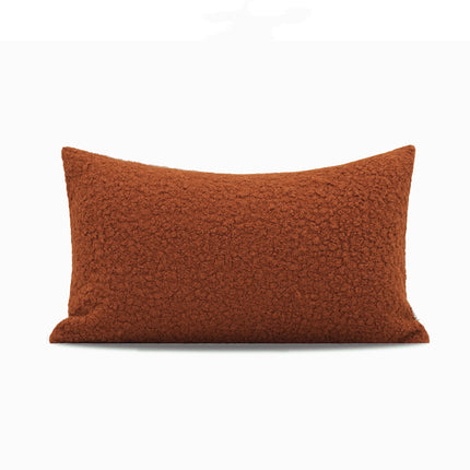 Nordic Warm Caramel Orange Coffee Color Faux Wool Roll Cushion Girl Throw Pillow Model Room Square Pillow - Wnkrs