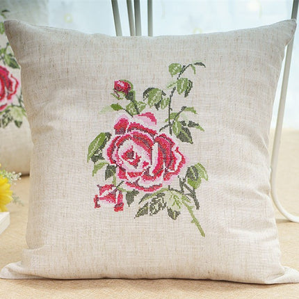 Pastoral Style Simple Fashion Embroidery Flowers And Plants Square European Sofa Living Room Bedside Cushions Waist Cloth Pillowcase - Wnkrs