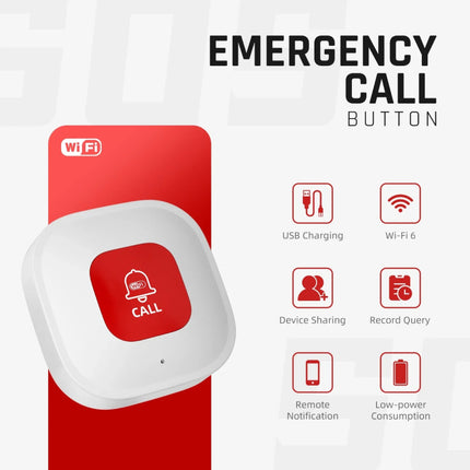 WiFi Emergency Call Button Smart SOS Caregiver Pager with Mobile App Control