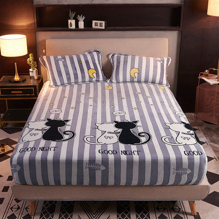 Flannel bedspread and hats bed cover thickened to keep warm - Wnkrs