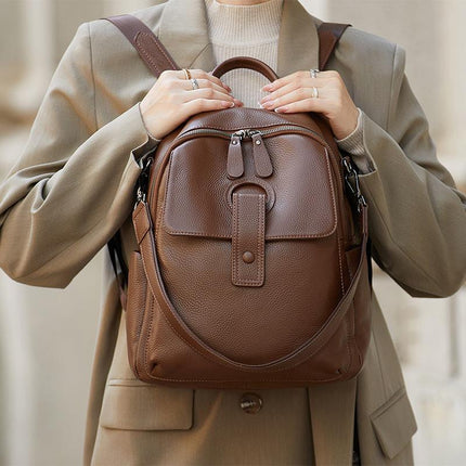 Sac à dos élégant en cuir véritable pour femme