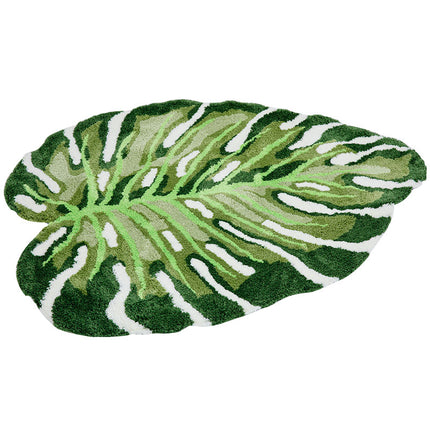 Tapis touffeté à motif de feuilles de Monstera irrégulières