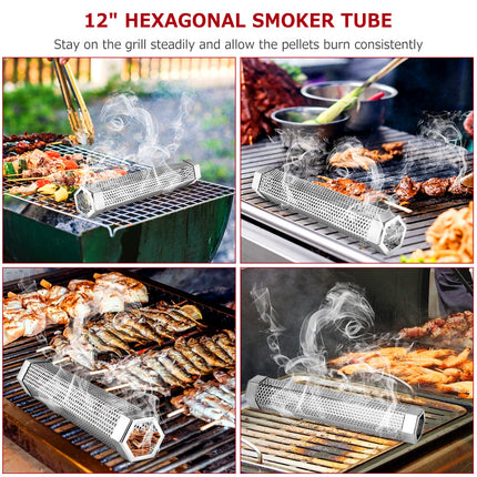 Hexagon Stainless Steel Smoker Tube for BBQs and Grills