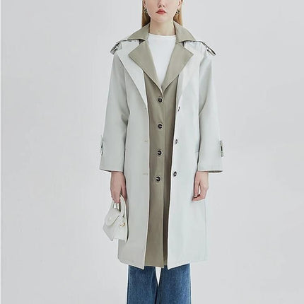 Contrasting Color Women's Trench Coat - Wnkrs