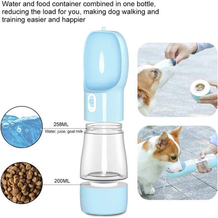 Portable Pet Water Bottle with Integrated Food Bowl