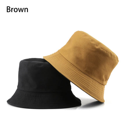 Classic Cotton Black Reversible Bucket Hat – Casual Sun Cap for Outdoor Adventures