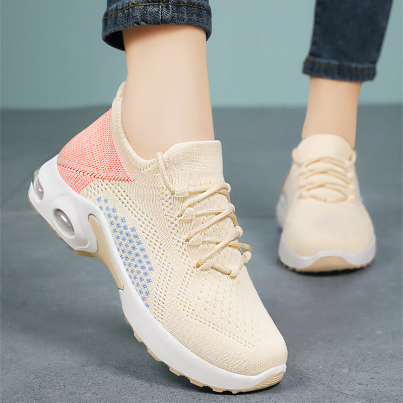 Lace-Up Knitted-Mesh Casual Sneakers for Women