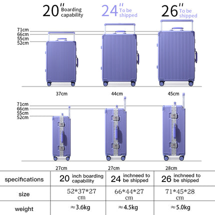 Valise à roulettes à poignée large pour hommes et femmes