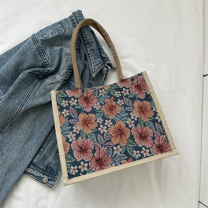 Bolso de mano vintage con botones de lino