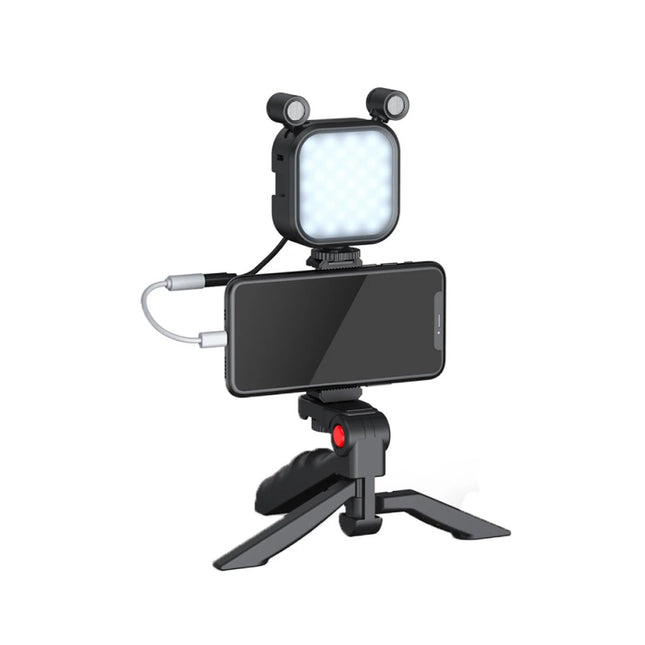 Vlogging Kit with Microphone, LED Light & Tripod