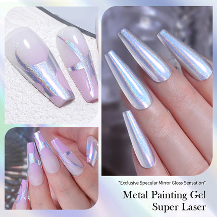 Pintura metálica superholográfica para uñas en gel