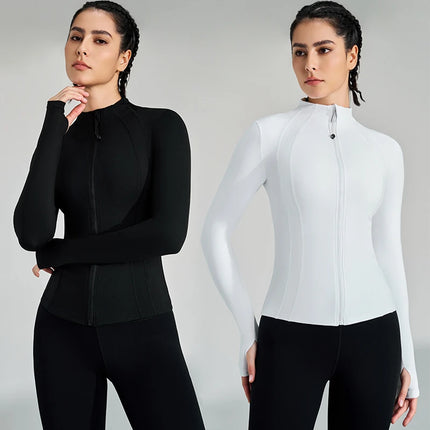 Veste de course entièrement zippée pour femme - Vêtements de sport extensibles à manches longues