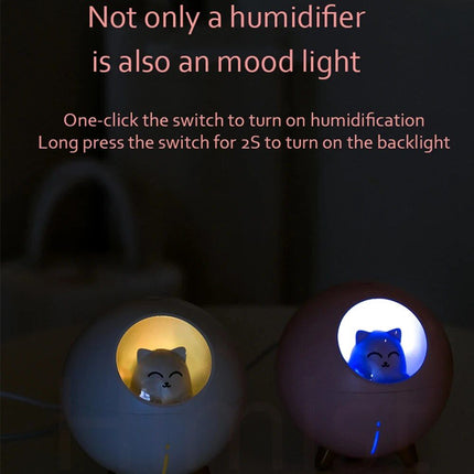 Humidificador ultrasónico Planet Cat con luz LED nocturna de colores