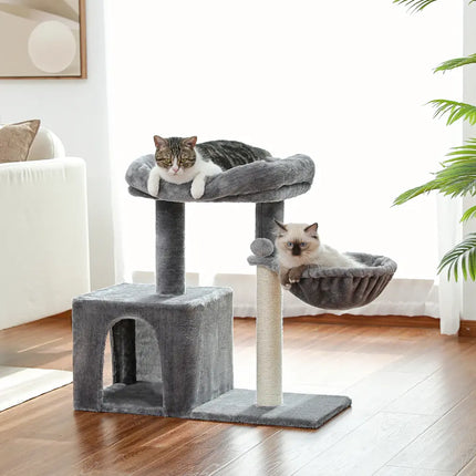 Arbre à chat de 70 pouces avec griffoirs en sisal, hamac confortable et grand perchoir pour chats d'intérieur actifs