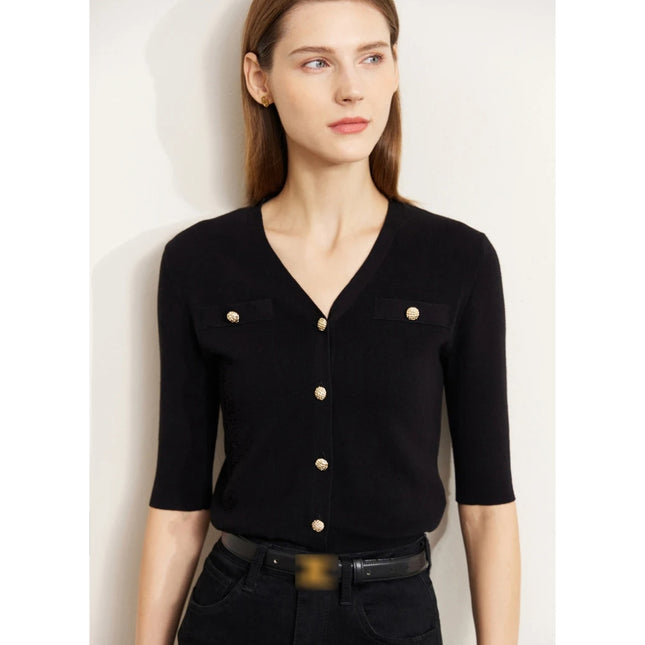 Cárdigan de punto minimalista y ajustado para mujer