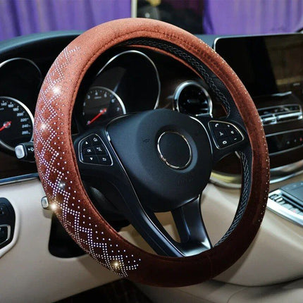 Universal Four Seasons Anti-Skid Steering Wheel Cover with Diamond Velvet Style - Wnkrs