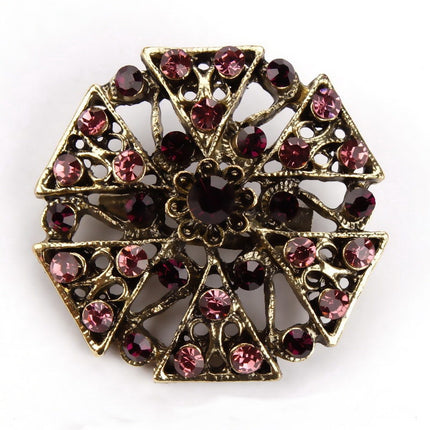 Vintage Crystal Flower Shaped Brooches - Wnkrs