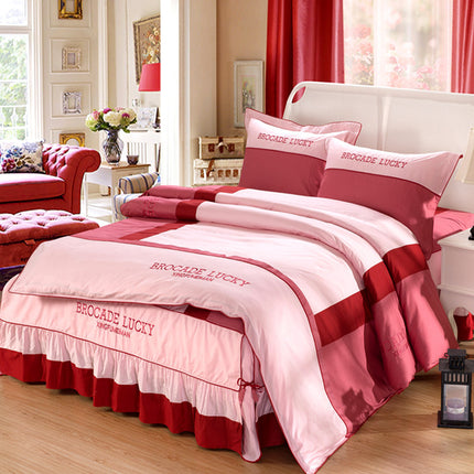 Solid color cotton bed skirt set of four - Wnkrs