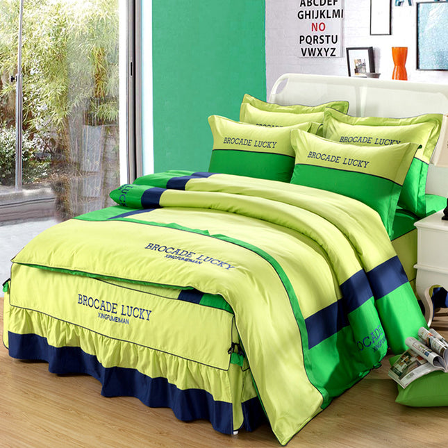 Solid color cotton bed skirt set of four - Wnkrs