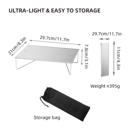 Mesa de camping portátil y ligera de aluminio