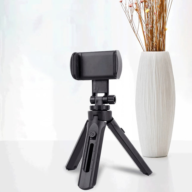 Retractable Phone Holder Tripod with 360° Rotating Clamp for Smartphone Streaming & Vlogging