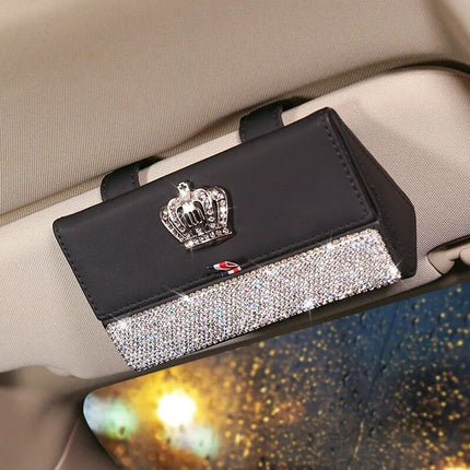 Luxurious Crystal Rhinestone Suede Leather Car Glasses Case - Wnkrs