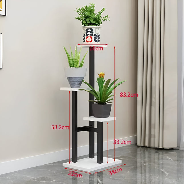 Moderno soporte para plantas de metal de 3 niveles para espacios interiores y exteriores