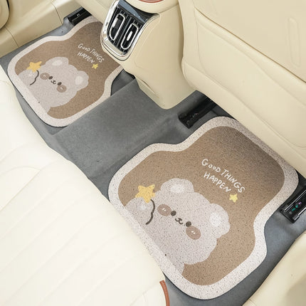 Tapis de sol de voiture en fil de fer avec dessin animé d'ours mignon - Tapis de protection avant et arrière