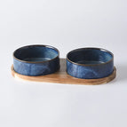 Deep Blue Double Bowl Set