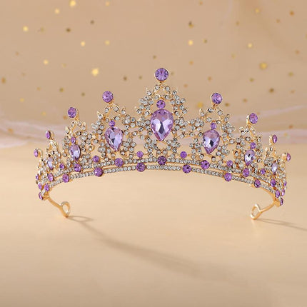 Tiara nupcial barroca de oro y cristal color champán