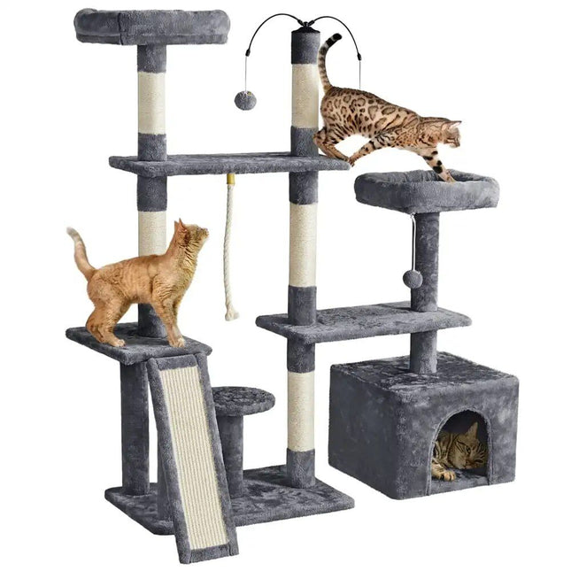 Deluxe Multilevel Plush Cat Tree with Sisal Scratching Posts - Wnkrs