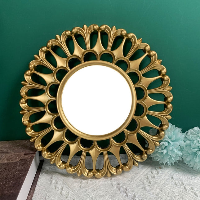 Miroir mural élégant à motif floral doré