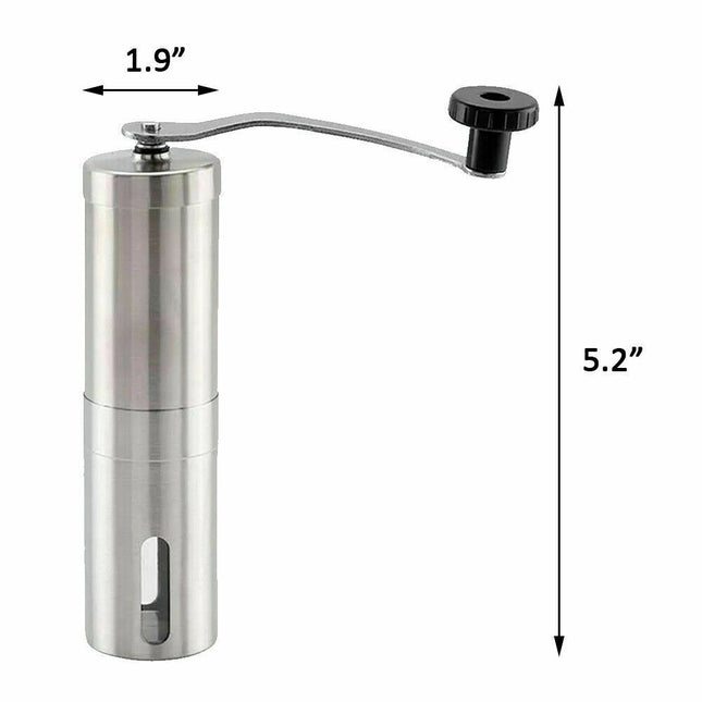 Home Portable Manual Coffee Grinder Stainless Steel with Ceramic Burr Bean Mill