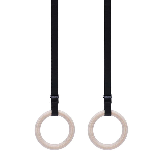 Double Circle Wood Gymnastics Rings with Quick Adjust Straps - Wnkrs