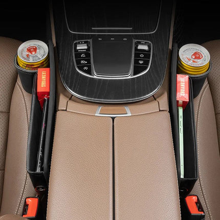 Luxury PU Leather Car Seat Gap Organizer with Cup Holder - Wnkrs