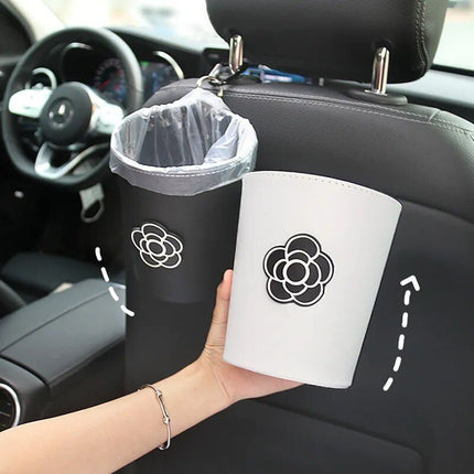 Chic Camellia Car Trash Bin - Compact Garbage Bag for Auto Vent & Headrest - Wnkrs