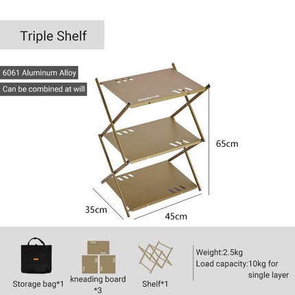 Multi-Level Portable Folding Camping Shelf – Aluminum Outdoor BBQ Table Rack - Wnkrs