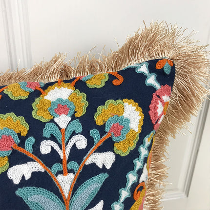 Embroidered Fringe Vintage Boho Pillowcase - Wnkrs