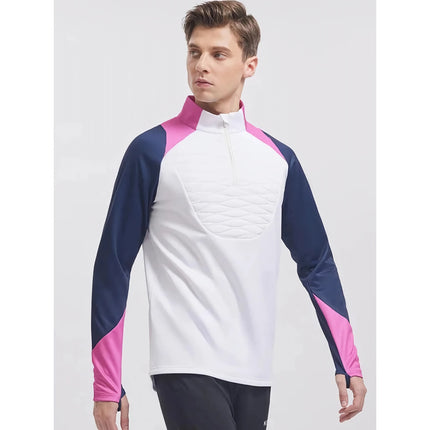 Suéter deportivo acolchado con media cremallera para hombre: suéter de entrenamiento con colores en contraste