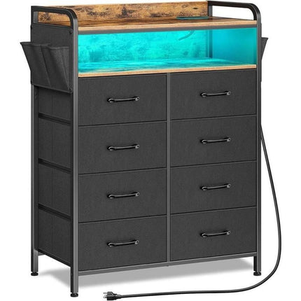 Modern 8-Drawer Dresser with LED Lights & Power Outlets - Wnkrs