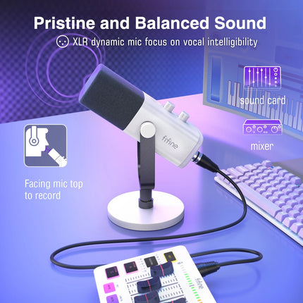 FIFINE Dynamic Microphone with Headphone Jack/RGB/Mute - Ultimate Recording & Gaming Mic