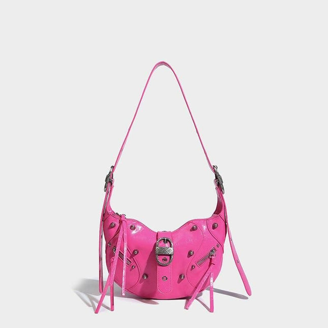 Sac à dos bandoulière en cuir de luxe Pink Punk