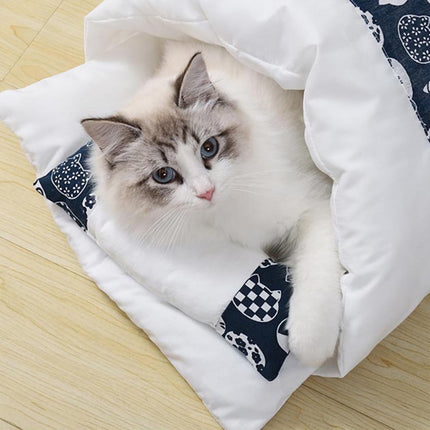 Cama cueva para gatos con estampado