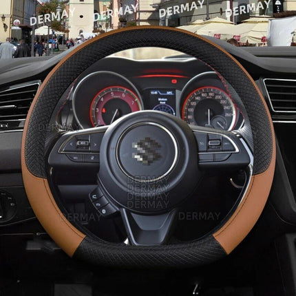 Microfiber Leather & Carbon Fiber Steering Wheel Cover for Suzuki Swift 2017-2021 - Wnkrs