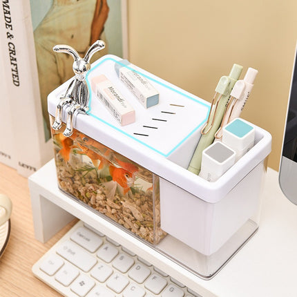 Mini aquarium de bureau avec porte-stylo